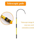 Insulated High Voltage Rescue Hook With Non Conductive Handle 2m Hot Stick Rescue Tool shown extended with close-up of telescopic feature
