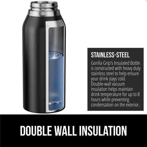 Cutaway design of Beast Mode Heavy Duty Stainless Steel Water Bottle 40 Oz Insulated Tumbler With Leakproof Flip Straw Lid in black