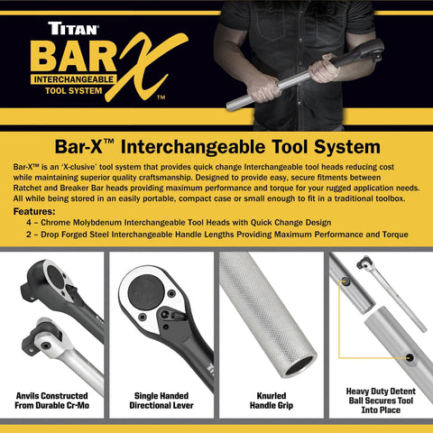 Bar-X 65033 33 1/2 Inch Handle For Bar-X Ratchets And Breaker Bars with drop forged steel, knurled grip, interchangeable design.