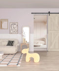 Living room with 5FT Barn Door Hardware Kit with Heavy Duty Modular Sliding Track installed on wooden barn door leading to cozy room