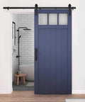 Interior Sliding Barn Door Kit Matte Black Two Piece Track System 72 Inch Rail Includes All Mounting Hardware To Hang One Door