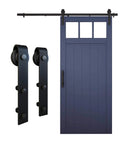 Interior Sliding Barn Door Kit Matte Black Two Piece Track System 72 Inch Rail Includes All Mounting Hardware To Hang One Door