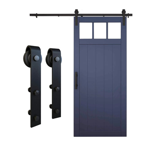 Interior Sliding Barn Door Kit Matte Black Two Piece Track System 72 Inch Rail Includes All Mounting Hardware To Hang One Door
