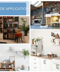 Collage of cabinets, bookshelves, and kitchens showcasing 20 Pcs M6 x 10mm Furniture Connecting Fittings For Cabinets Drawers And Wardrobes Metal Dowel Screws Bolts Silver in wide application.