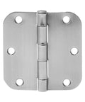 Interior Door Hinge Rounded 3.5 Inch By 3.5 Inch Satin Nickel Pack Of 18 With 108 Mounting Screws front view showing hinge details