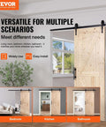 Sliding Barn Door 30 Inch Wide By 84 Inch High With Included Hardware Kit And Handle For Interior Rooms And Storage Closets Waterproof Solid Wood K Frame DIY Stainable Natural Finish Easy Assembly Smooth Sliding Action Durable Construction installed in living room.