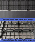 Six Piece Black Plastic Pallet Set With Interlocking Design For Easy Stacking Moisture Proof And Waterproof Floor Pads