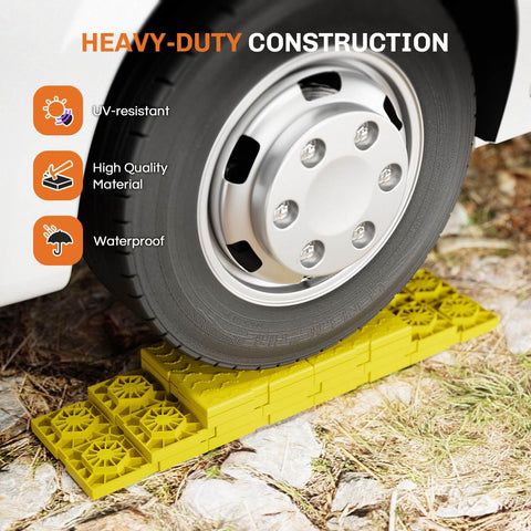 Interlocking RV Leveling Blocks 12 Pack For Single And Dual Wheels Heavy Duty Camper Levelers with Velcro Straps used under tire