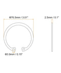 Diagram of Heavy Duty Internal Retaining Ring Circlip for Grooved Shafts and Studs 2 Pack by Uxcell 76.5mm OD, 2.5mm thickness