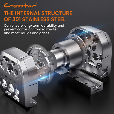 Internal structure of 301 stainless steel in the 25 Foot Magnetic Self Locking Stainless Steel Tape Measure With Dual Sided Imperial And Metric Scales Waterproof And Rustproof Retractable Tape For Home DIY And Pro Woodworking And Industrial Use No Fuss Handy Tool.