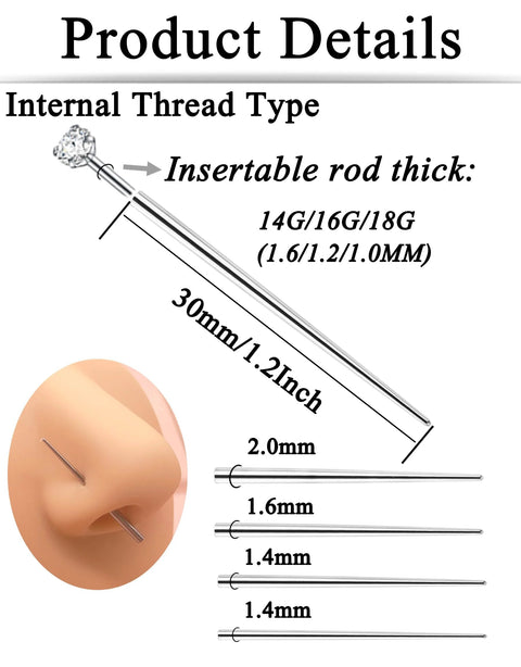 Twelve Piece Surgical Steel Piercing Taper Set 20G 18G 16G 14G External Threaded Internal Threaded Push In Threadless with Ball Grabber