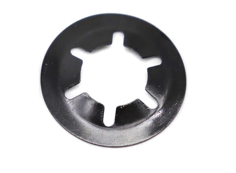 Internal Tooth Lock Washers Set 9 Sizes M2 To M12, single black 65Mn steel washer close-up view