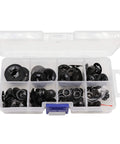 Internal Tooth Lock Washers Set 9 Sizes M2 To M12, 260 Pcs Black 65Mn Steel in plastic storage box