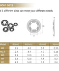 Internal Tooth Star Lock Washers Set 420 Pieces 5 Sizes M2 To M5 size chart and measurements