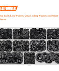 Internal Tooth Star Lock Washers Set 360 Pieces In 9 Sizes Assortment Kit in transparent box