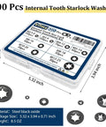Internal Tooth Star Lock Washers Kit M2.5 To M12 Push Nuts 500 Pcs in plastic case showing various sizes