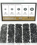 Internal Tooth Star Lock Washers Set 420 Pieces 5 Sizes M2 to M5 in plastic organizer box