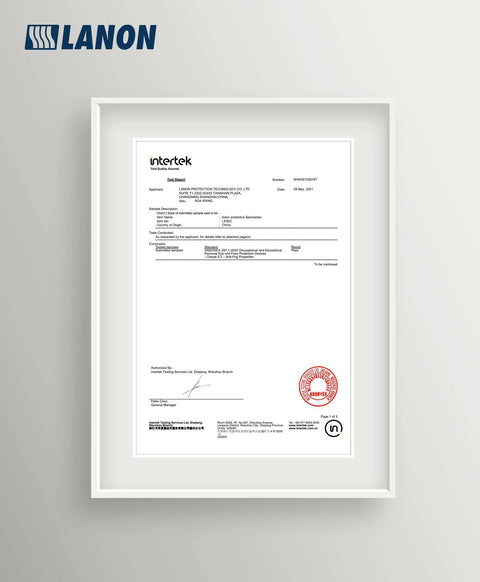 Certification document frame for Anti-Fog Safety Goggles With Adjustable Temples, 2.5x ANSI Z87.1, Transmission.