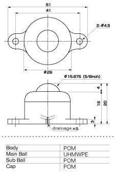 IP-16B 6.5 lbs Load Capacity UHMWPE Ball Transfer Unit Made in Japan - VXB Ball Bearings
