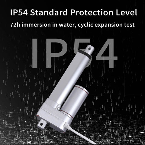Heavy Duty 1000N 4 Inch Stroke Electric Linear Actuator 12V With Mounting Bracket in rain showing IP54 protection