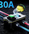 IP65 Waterproof Dual Light Switch Box Built To Endure Outdoors For 12V To 24V Systems, 30A DPST Toggle Switch, Four PG9 Cable Glands, Heavy Duty Marine Grade Electrical Box For RV And Boat, Green