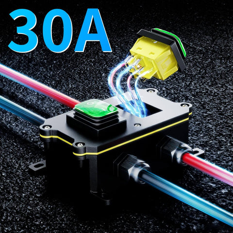 IP65 Waterproof Dual Light Switch Box Built To Endure Outdoors For 12V To 24V Systems, 30A DPST Toggle Switch, Four PG9 Cable Glands, Heavy Duty Marine Grade Electrical Box For RV And Boat, Green