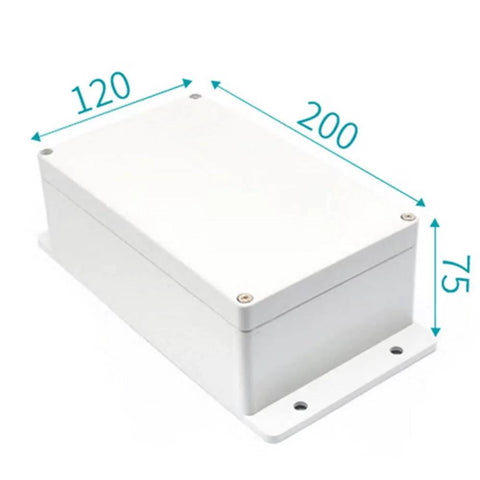 IP65 Weatherproof ABS Plastic Junction Box Electrical Enclosure With Fixed Ears And M16 Cable Glands, size 200x120x75mm