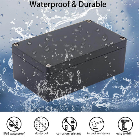 Two Pack Rugged IP65 Waterproof ABS Plastic Electrical Project Box Enclosure With Eight M16 Cable Glands, Weatherproof Junction Box