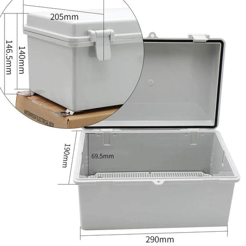 Waterproof Outdoor Electrical Enclosure Box With Wall Bracket Built To Handle The Elements IP65 Rated ABS Plastic