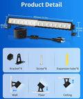IP66 Waterproof 45W LED Shop Light With 5400 Lumens At 6000K Daylight White showing dimensions, accessories, and installation method