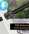 Waterproof M20x1.5 Cable Glands Set, 20 Pcs Black Compression Connector with IP66 seal, shown installed on cable in rainy setting