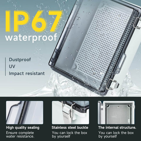 IP67 Waterproof Electrical Junction Box With Clear ABS Plastic Enclosure for Outdoor Garden Use