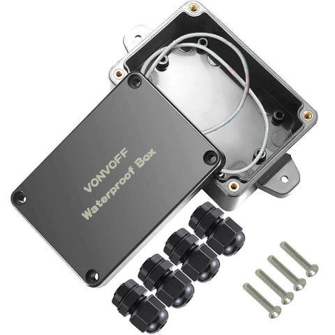Open Outdoor Universal Junction Box Weatherproof IP67 ABS Plastic Enclosure with Dustproof Sealing Fixed Knockouts and M16 Cable Glands