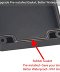 Close-up of Watertight Junction Box IP67 Electrical Enclosure with pre-installed rubber gasket for waterproofing.