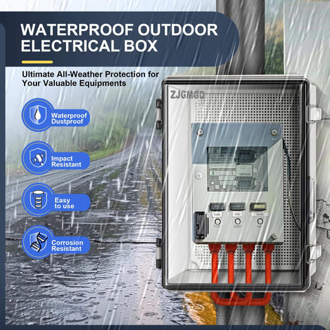 Beefy Outdoor IP67 Waterproof Junction Box Enclosure with Hinged Cover ABS Plastic Stainless Steel Buckle installed outdoors