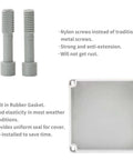 Weatherproof Outdoor Electrical Box With Cover IP67 Dustproof Enclosure For Outdoor Use, showing nylon screws and rubber gasket.
