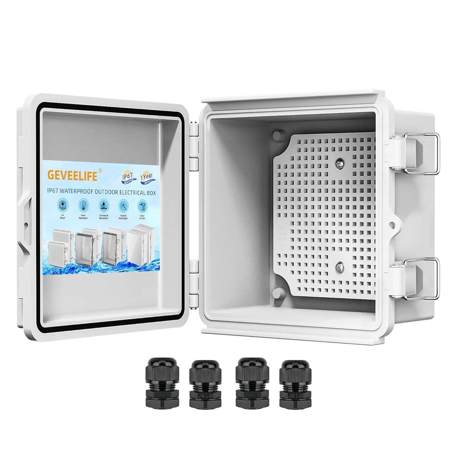 Waterproof Junction Box Outdoor Electrical Enclosure IP67 Hinged Cover
