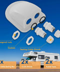 IP68 Waterproof Solar Cable Entry Gland With Dual Cable Entry Housing for Solar Panels on RV showing components in ABS material.