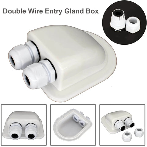 IP68 Weatherproof Solar Cable Entry Gland For RV Roofs And Marine Installations, Double Cable Through Entry Housing