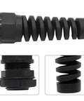 4 Pack NPT One Half Inch IP68 Waterproof Cable Glands For Seven To Twelve Millimeter Cables, black nylon with spiral strain relief