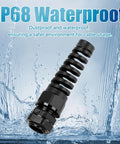 Rugged Nylon Cable Gland Waterproof IP68 Sealing With Strain Relief For Three Eighths Inch Cables, 10 Pack, NPT Fittings