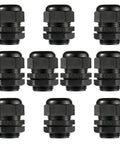 Pack of 10 Three Quarter Inch NPT Nylon Cable Gland With Strain Relief And Adjustable Locknut Weatherproof IP68 Cord Connector