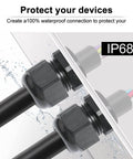 12 Pack Half Inch NPT Cable Glands Nylon PA66 IP68 Waterproof Adjustable Strain Relief Cord Grips installed in panel