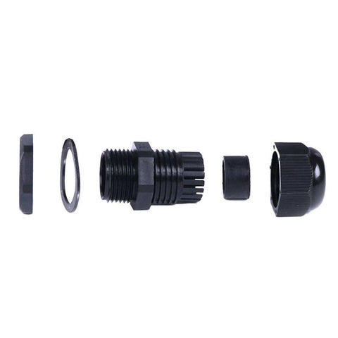 IP68 Waterproof PG9 Cable Gland Joints With Gasket For 4-8mm Cable, adjustable lock nut connector, nylon sealed, disassembled view