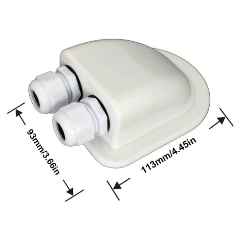 Top view of IP68 Weatherproof Solar Cable Entry Gland For RV Roofs And Marine Installations, Double Cable Through Entry Housing
