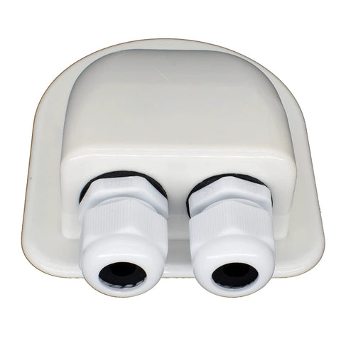 IP68 Weatherproof Solar Cable Entry Gland For RV Roofs And Marine Installations, Double Cable Through Entry Housing shown front view