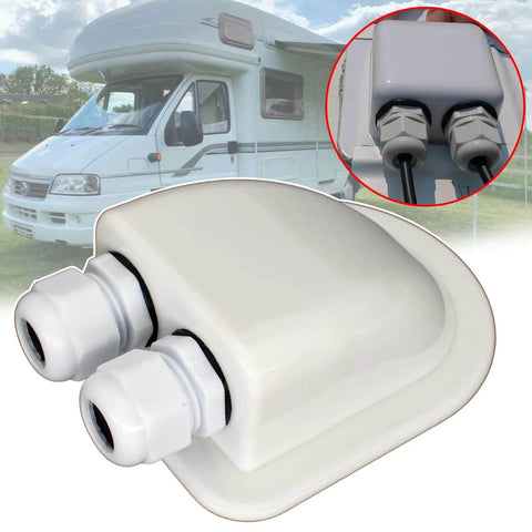 IP68 Weatherproof Solar Cable Entry Gland For RV Roofs And Marine Installations, Double Cable Through Entry Housing, Easy No Drill