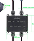 IP68 Waterproof Electrical Box With 24A Barrier Terminals, 10 Position Terminal Block, ABS Plastic Black Junction Box with Dimensions
