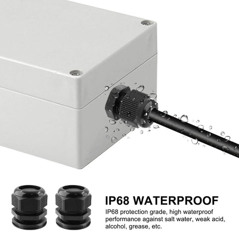 Two Pack 1-1/2 NPT Cable Glands Waterproof Connectors Adjustable 31-37mm IP68 Nylon Joints installed on enclosure