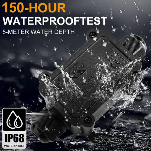 IP68 Waterproof Outdoor Junction Box Built Tough For Real 2 Way Electrical Box With Two M20 Cable Gland Connectors submerged in water